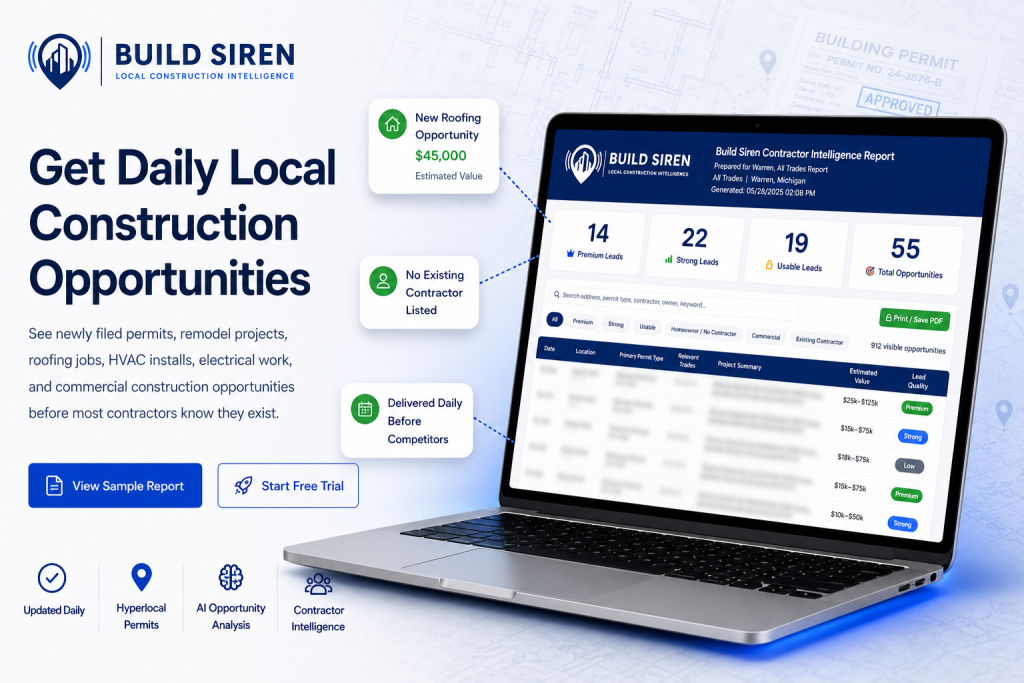 Build Siren interactive contractor permit lead report